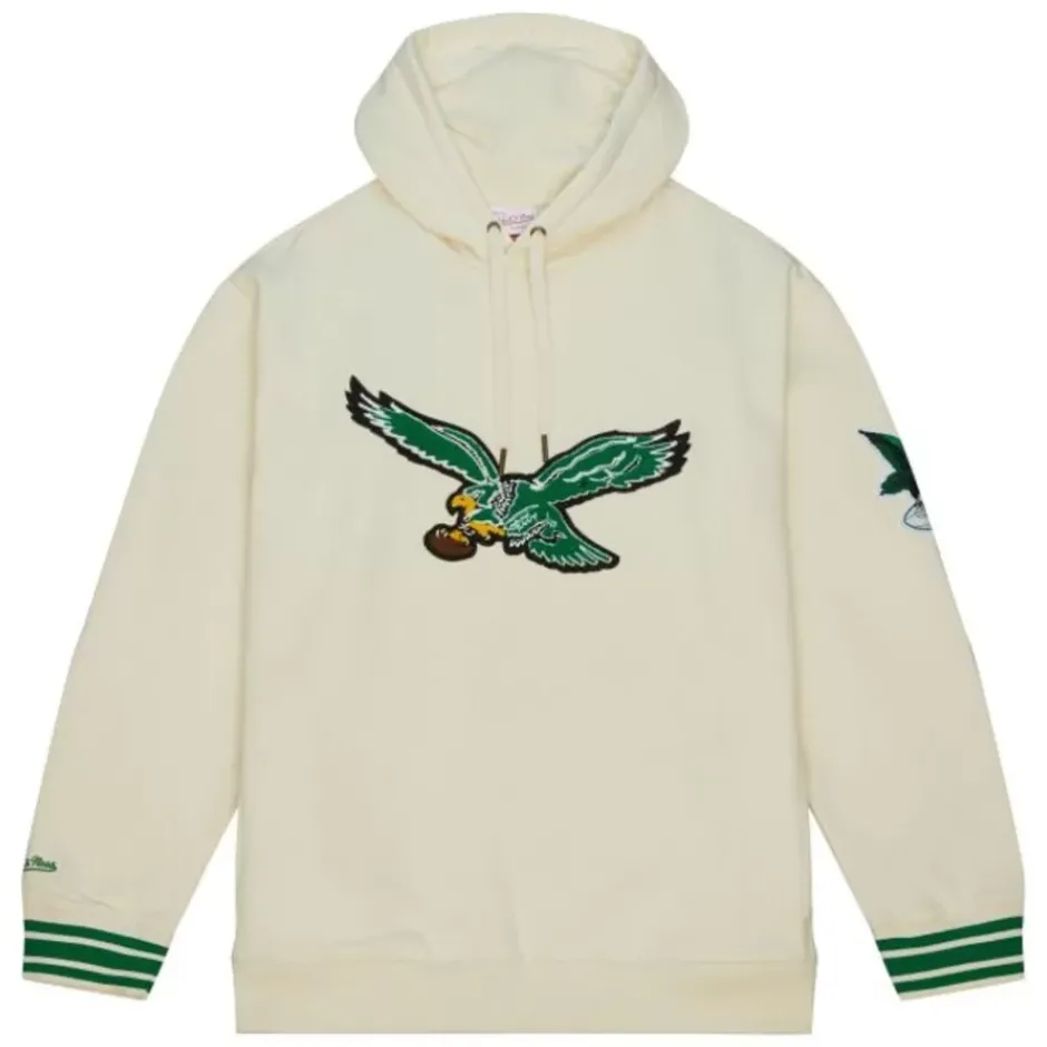 Men Mitchell & Ness Hoodies & Sweatshirts-Chainstitch Heavyweight Hoodie Retro Philadelphia Eagles