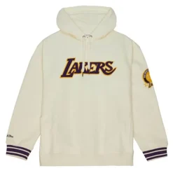 Men Mitchell & Ness Hoodies & Sweatshirts-Chainstitch Heavyweight Hoodie Retro Los Angeles Lakers