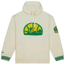 Men Mitchell & Ness Hoodies & Sweatshirts-Chainstitch Heavyweight Hoodie Retro Seattle Supersonics