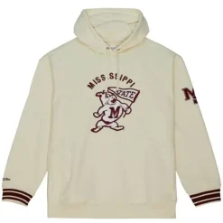 Men Mitchell & Ness Hoodies & Sweatshirts-Chainstitch Heavyweight Hoodie Retro Mississippi State University