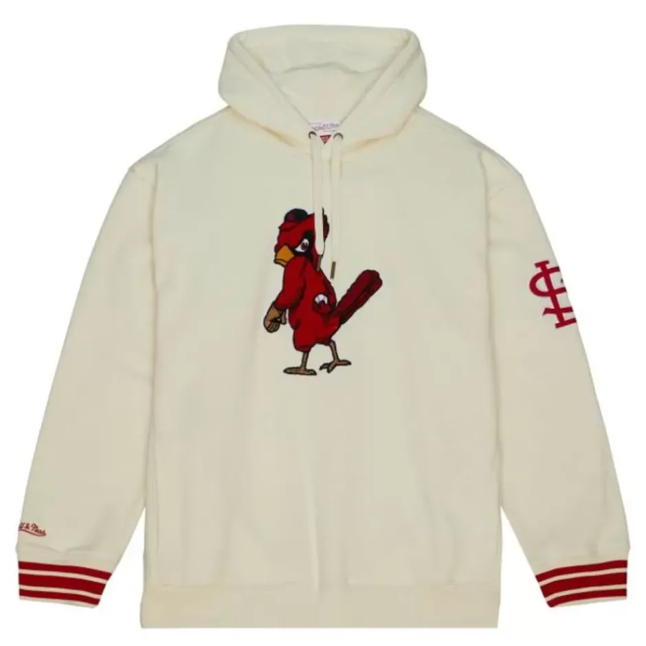 Men Mitchell & Ness Hoodies & Sweatshirts-Chainstitch Heavyweight Hoodie Retro St. Louis Cardinals