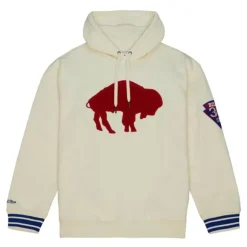 Men Mitchell & Ness Hoodies & Sweatshirts-Chainstitch Heavyweight Hoodie Retro Buffalo Bills