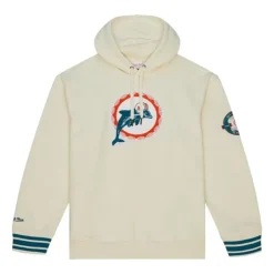 Men Mitchell & Ness Hoodies & Sweatshirts-Chainstitch Heavyweight Hoodie Retro Miami Dolphins