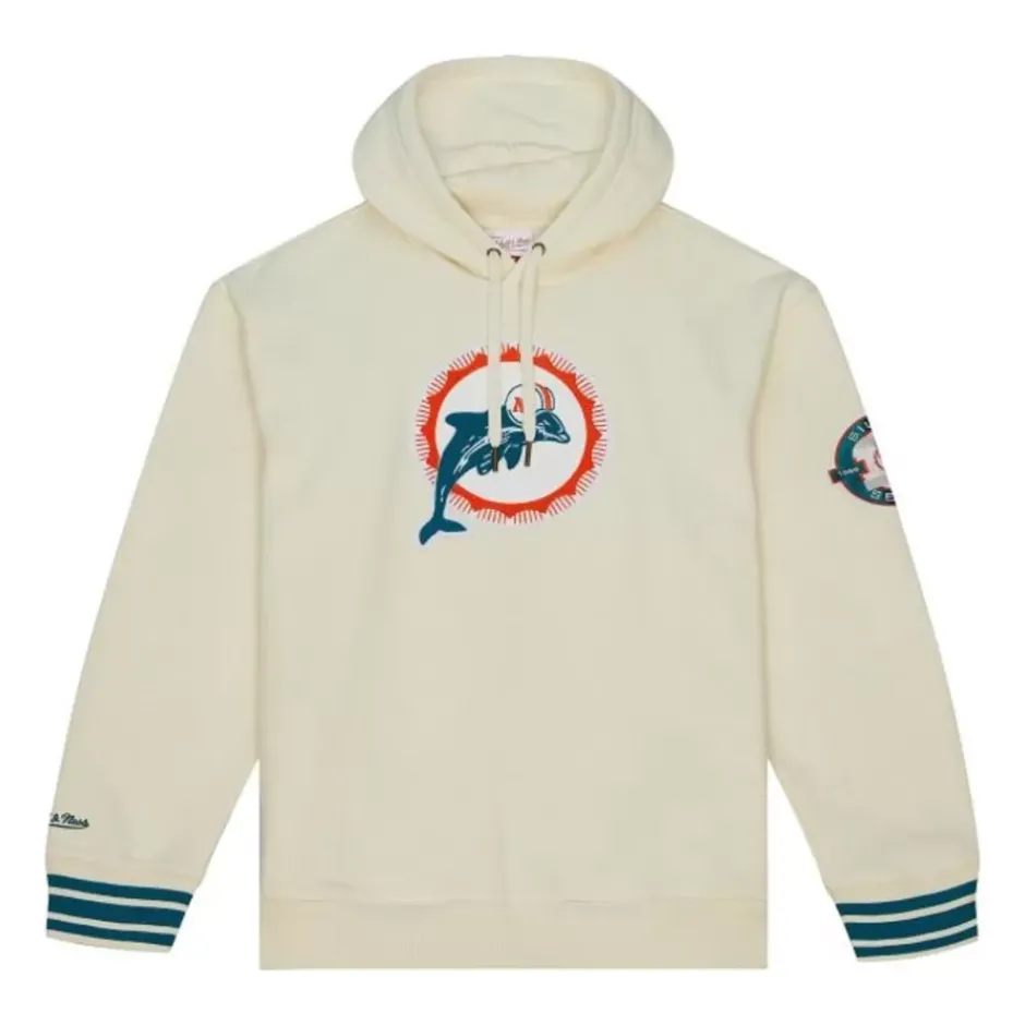 Men Mitchell & Ness Hoodies & Sweatshirts-Chainstitch Heavyweight Hoodie Retro Miami Dolphins