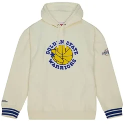 Men Mitchell & Ness Hoodies & Sweatshirts-Chainstitch Heavyweight Hoodie Retro Golden State Warriors