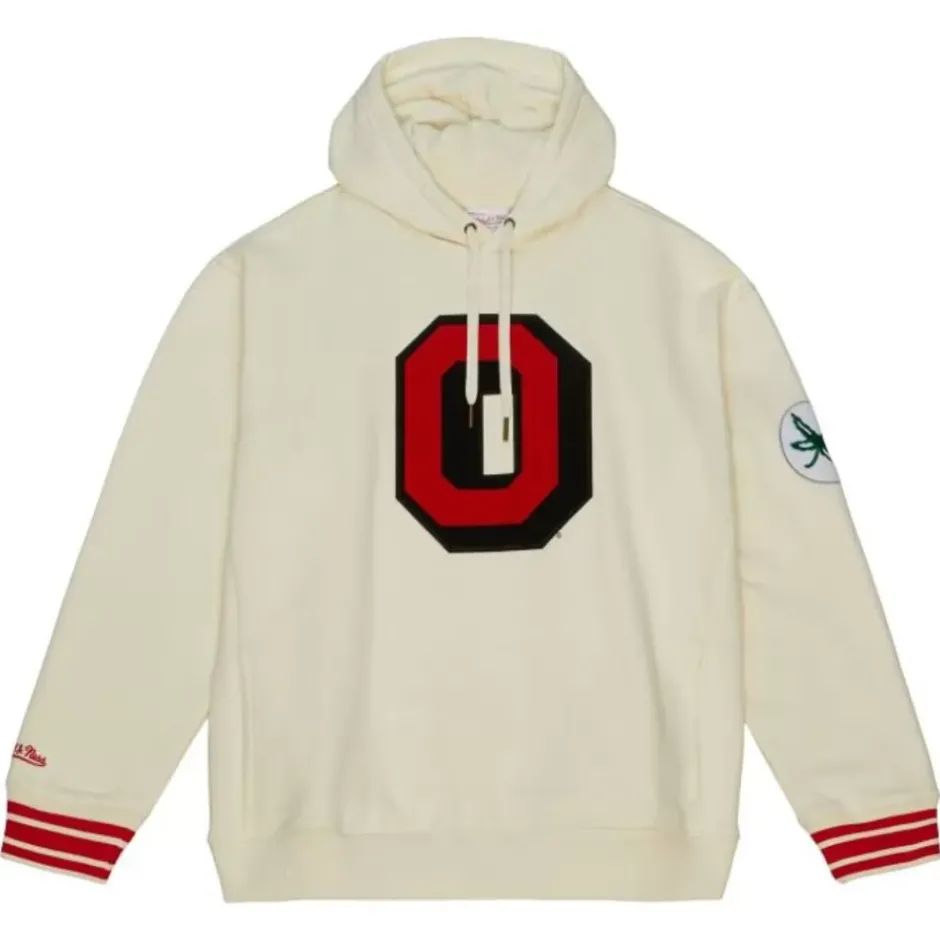 Men Mitchell & Ness Hoodies & Sweatshirts-Chainstitch Heavyweight Hoodie Retro Ohio State
