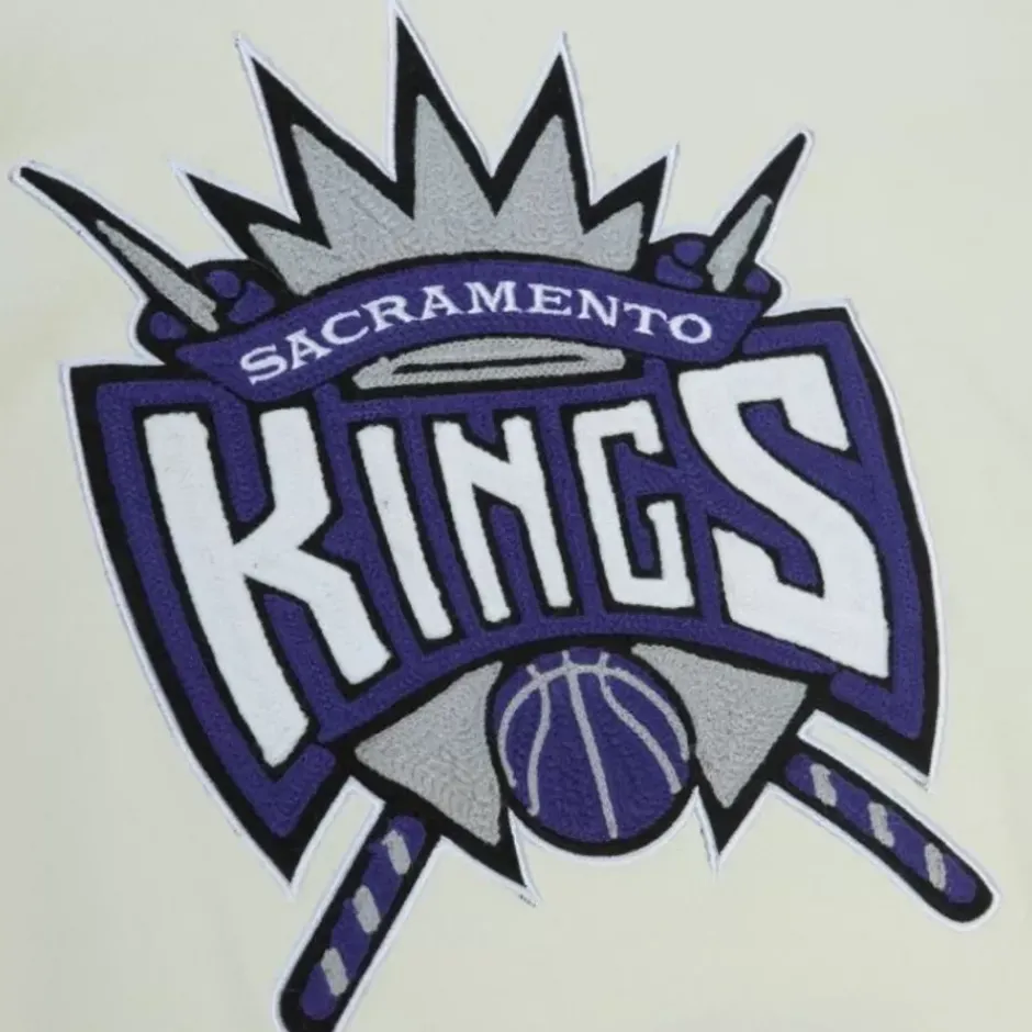 Men Mitchell & Ness Hoodies & Sweatshirts-Chainstitch Heavyweight Hoodie Retro Sacramento Kings