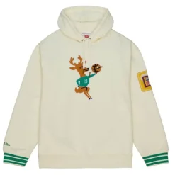 Men Mitchell & Ness Hoodies & Sweatshirts-Chainstitch Heavyweight Hoodie Retro Milwaukee Bucks