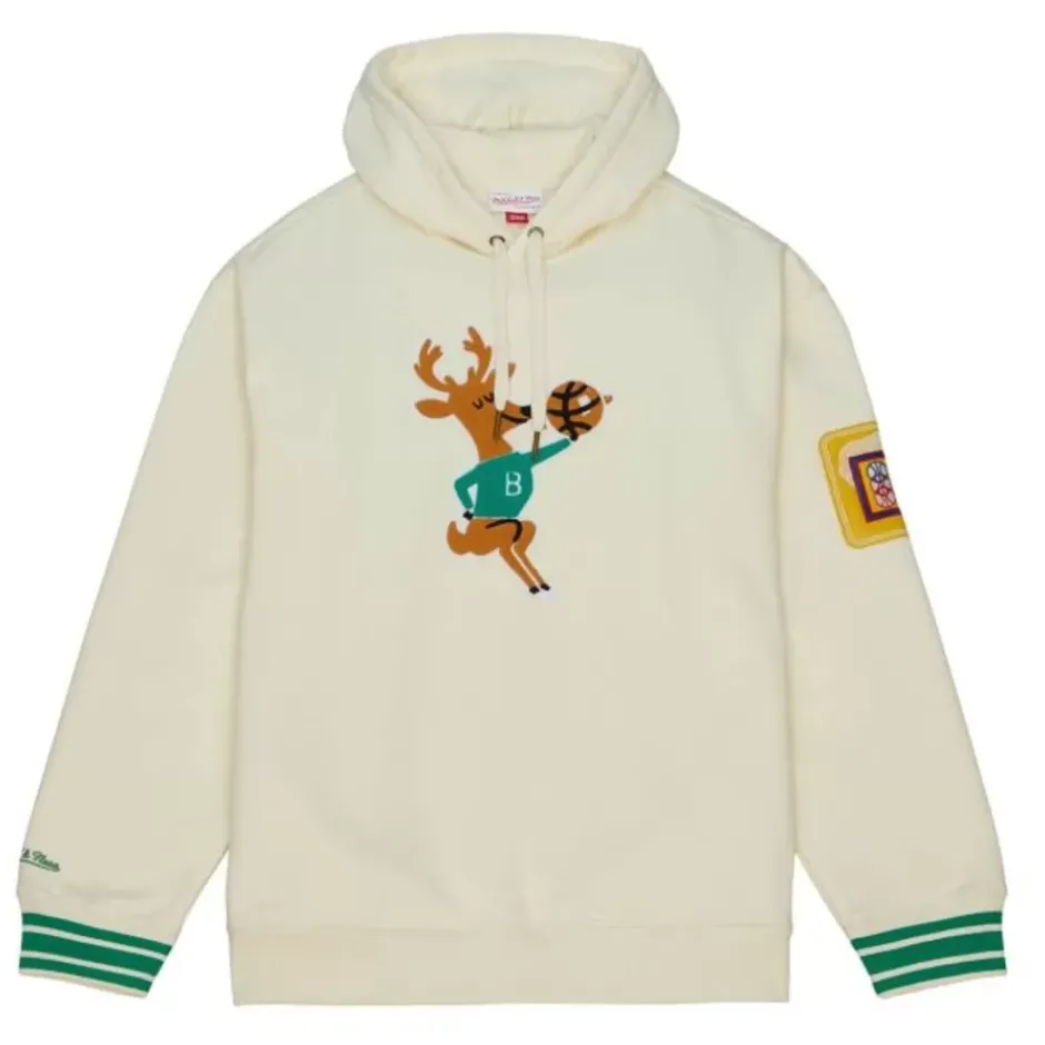 Men Mitchell & Ness Hoodies & Sweatshirts-Chainstitch Heavyweight Hoodie Retro Milwaukee Bucks