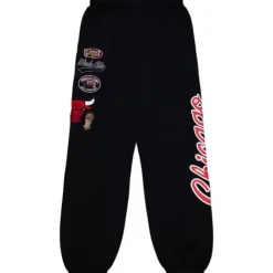 Men Mitchell & Ness Pants-Champ City Fleece Jogger Chicago Bulls