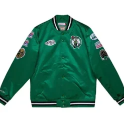 Men Mitchell & Ness Jackets & Outerwear-Champ City Satin Jacket Boston Celtics