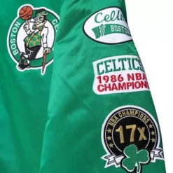 Men Mitchell & Ness Jackets & Outerwear-Champ City Satin Jacket Boston Celtics