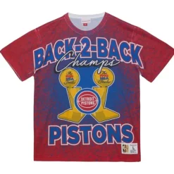 Men Mitchell & Ness T-Shirts & Tops-Champ City Sublimated Ss Tee Detroit Pistons