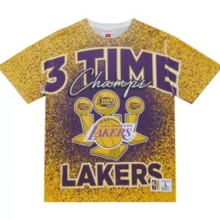 Men Mitchell & Ness T-Shirts & Tops-Champ City Sublimated Ss Tee Los Angeles Lakers