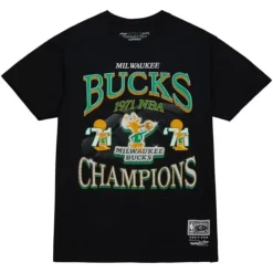 Men Mitchell & Ness T-Shirts & Tops-Champions Era Ss Tee Hwc Milwaukee Bucks