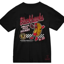 Men Mitchell & Ness T-Shirts & Tops-Chicago Hot Dog Tee Chicago Blackhawks