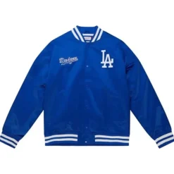 Men Mitchell & Ness Jackets & Outerwear-City Collection Lightweight Satin Jacket Los Angeles Dodgers