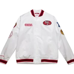 Men Mitchell & Ness Jackets & Outerwear-City Collection Lightweight Satin Jacket San Francisco 49Ers