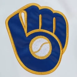 Men Mitchell & Ness Jackets & Outerwear-City Collection Lightweight Satin Jacket Milwaukee Brewers