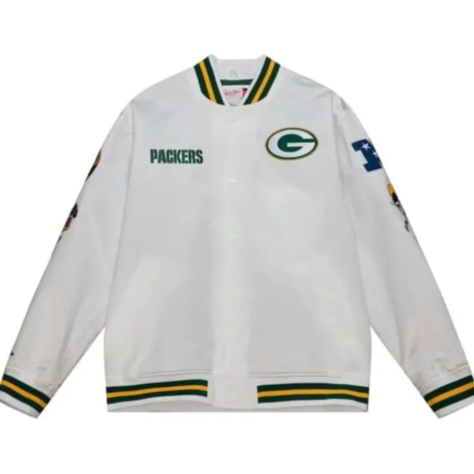 Men Mitchell & Ness Jackets & Outerwear-City Collection Lightweight Satin Jacket Green Bay Packers