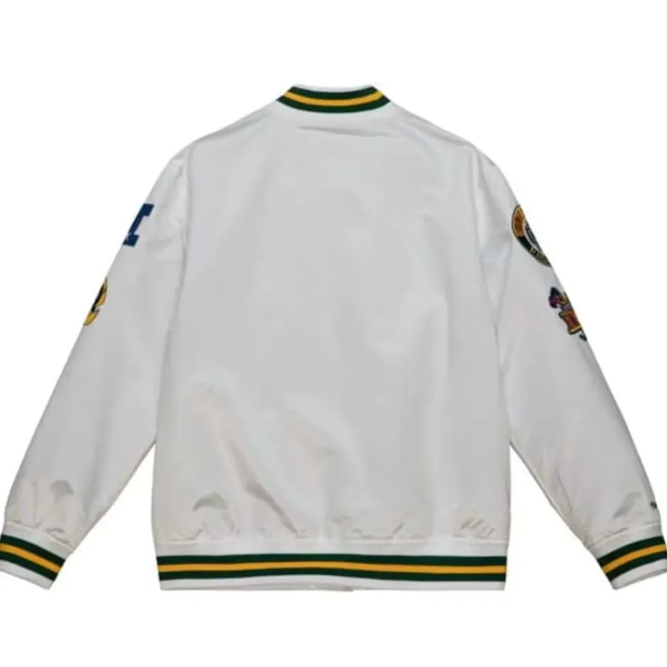 Men Mitchell & Ness Jackets & Outerwear-City Collection Lightweight Satin Jacket Green Bay Packers