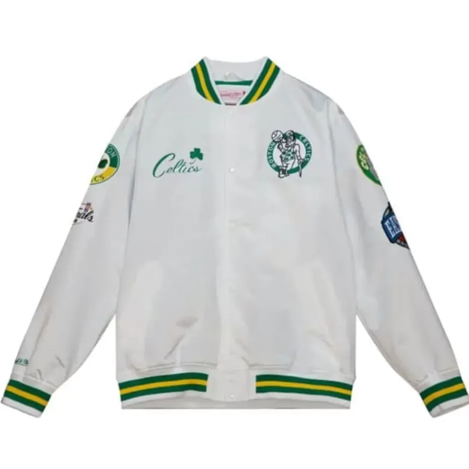 Men Mitchell & Ness Jackets & Outerwear-City Collection Lightweight Satin Jacket Boston Celtics