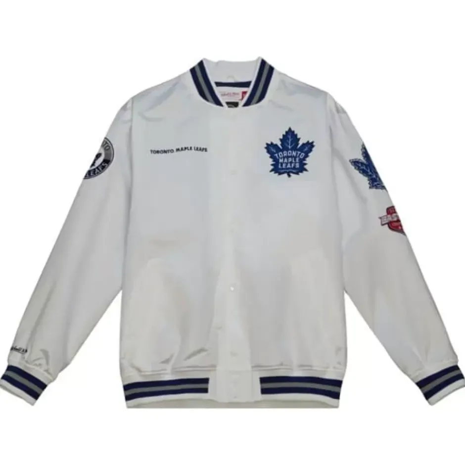 Men Mitchell & Ness Jackets & Outerwear-City Collection Lightweight Satin Jacket Toronto Maple Leafs