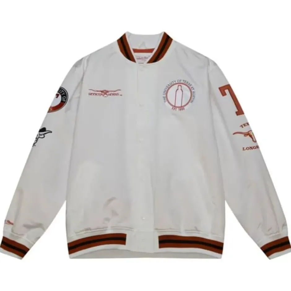 Men Mitchell & Ness Jackets & Outerwear-City Collection Lightweight Satin Jacket University Of Texas At Austin