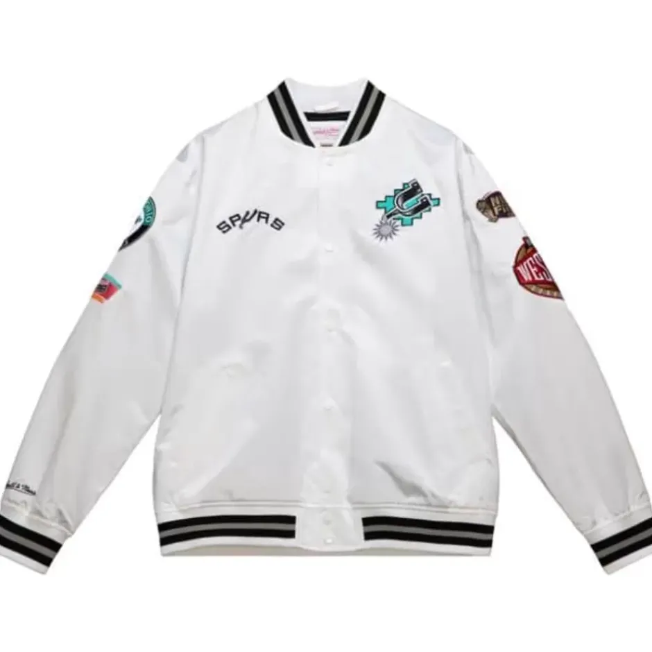 Men Mitchell & Ness Jackets & Outerwear-City Collection Lightweight Satin Jacket San Antonio Spurs