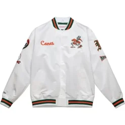 Men Mitchell & Ness Jackets & Outerwear-City Collection Lightweight Satin Jacket University Of Miami
