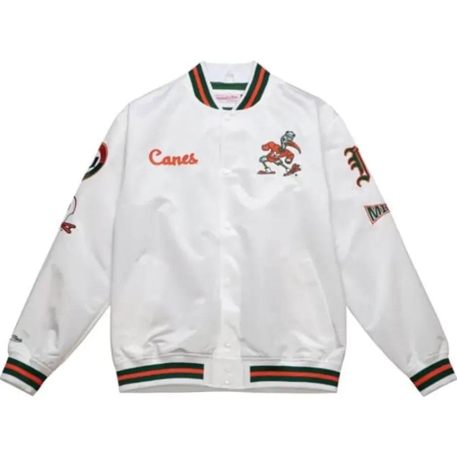 Men Mitchell & Ness Jackets & Outerwear-City Collection Lightweight Satin Jacket University Of Miami