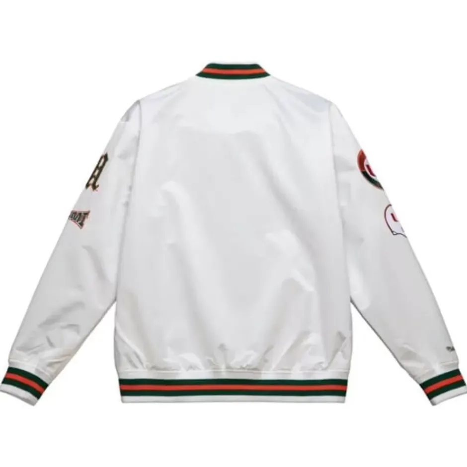 Men Mitchell & Ness Jackets & Outerwear-City Collection Lightweight Satin Jacket University Of Miami