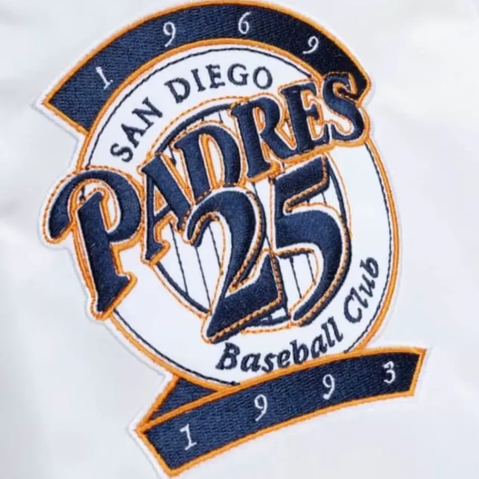 Men Mitchell & Ness Jackets & Outerwear-City Collection Lightweight Satin Jacket San Diego Padres