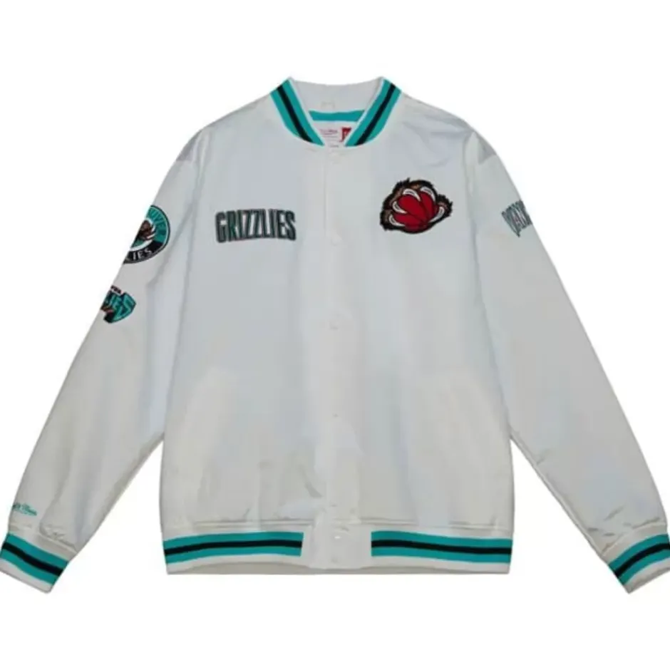 Men Mitchell & Ness Jackets & Outerwear-City Collection Lightweight Satin Jacket Vancouver Grizzlies