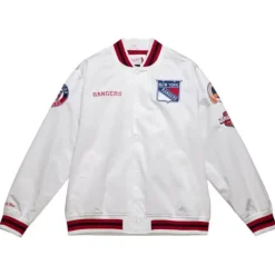 Men Mitchell & Ness Jackets & Outerwear-City Collection Lightweight Satin Jacket New York Rangers