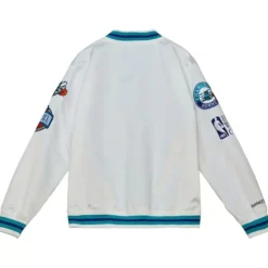 Men Mitchell & Ness Jackets & Outerwear-City Collection Lightweight Satin Jacket Charlotte Hornets