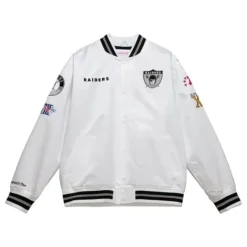 Men Mitchell & Ness Jackets & Outerwear-City Collection Lightweight Satin Jacket Oakland Raiders