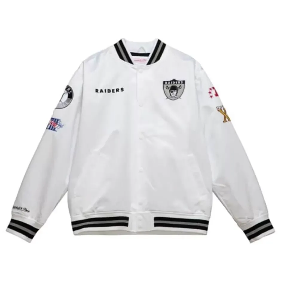 Men Mitchell & Ness Jackets & Outerwear-City Collection Lightweight Satin Jacket Oakland Raiders