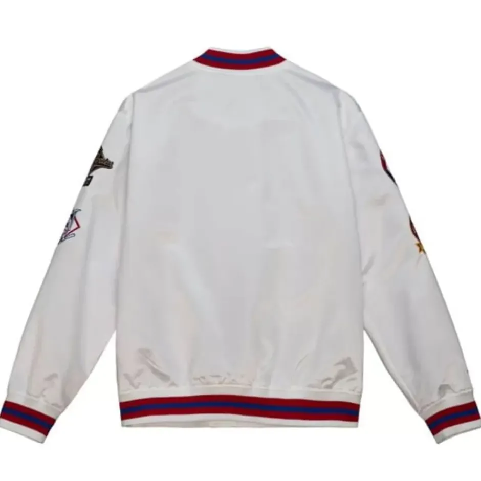 Men Mitchell & Ness Jackets & Outerwear-City Collection Lightweight Satin Jacket Atlanta Braves