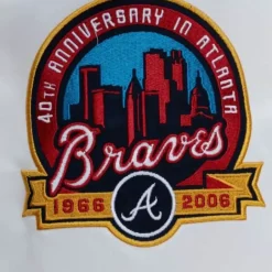 Men Mitchell & Ness Jackets & Outerwear-City Collection Lightweight Satin Jacket Atlanta Braves