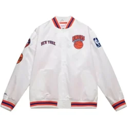 Men Mitchell & Ness Jackets & Outerwear-City Collection Lightweight Satin Jacket New York Knicks