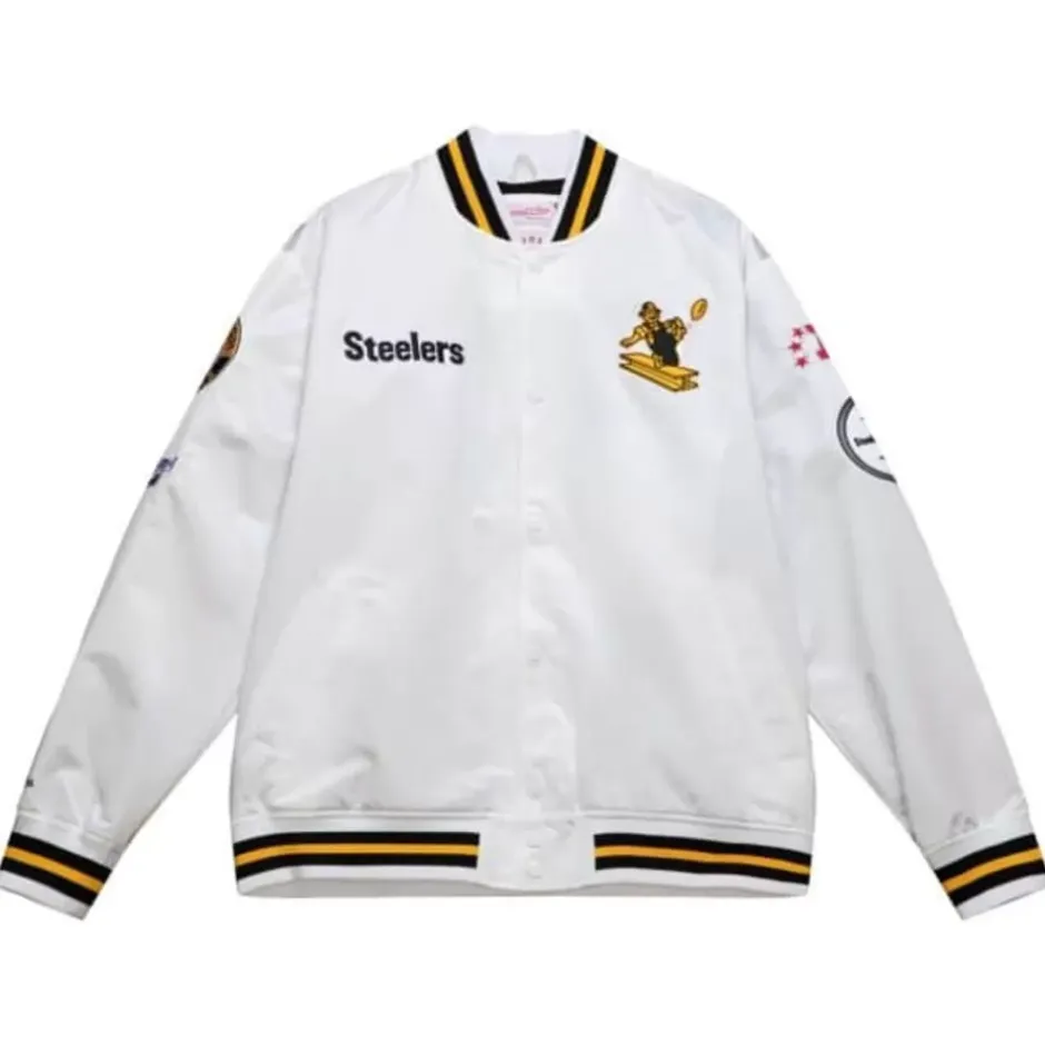 Men Mitchell & Ness Jackets & Outerwear-City Collection Lightweight Satin Jacket Pittsburgh Steelers