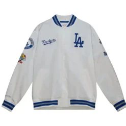 Men Mitchell & Ness Jackets & Outerwear-City Collection Lightweight Satin Jacket Los Angeles Dodgers