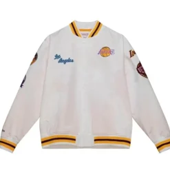 Men Mitchell & Ness Jackets & Outerwear-City Collection Lightweight Satin Jacket Los Angeles Lakers