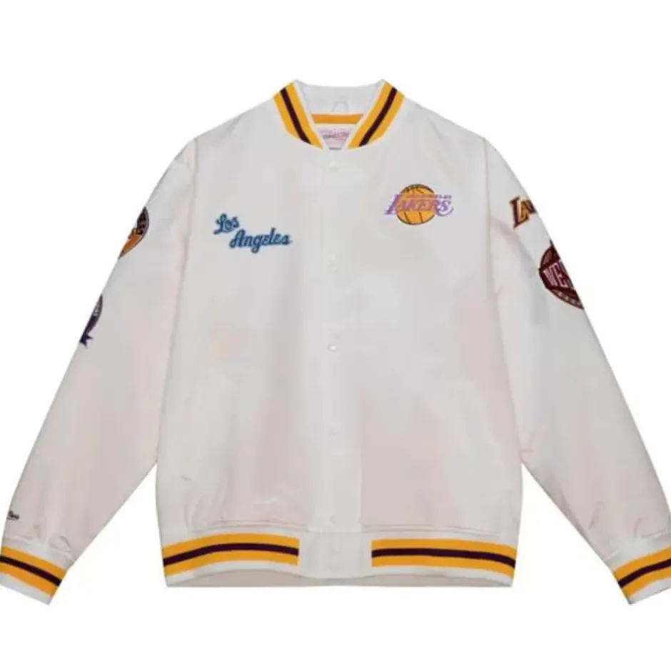 Men Mitchell & Ness Jackets & Outerwear-City Collection Lightweight Satin Jacket Los Angeles Lakers