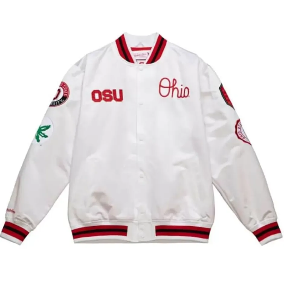 Men Mitchell & Ness Jackets & Outerwear-City Collection Lightweight Satin Jacket Ohio State
