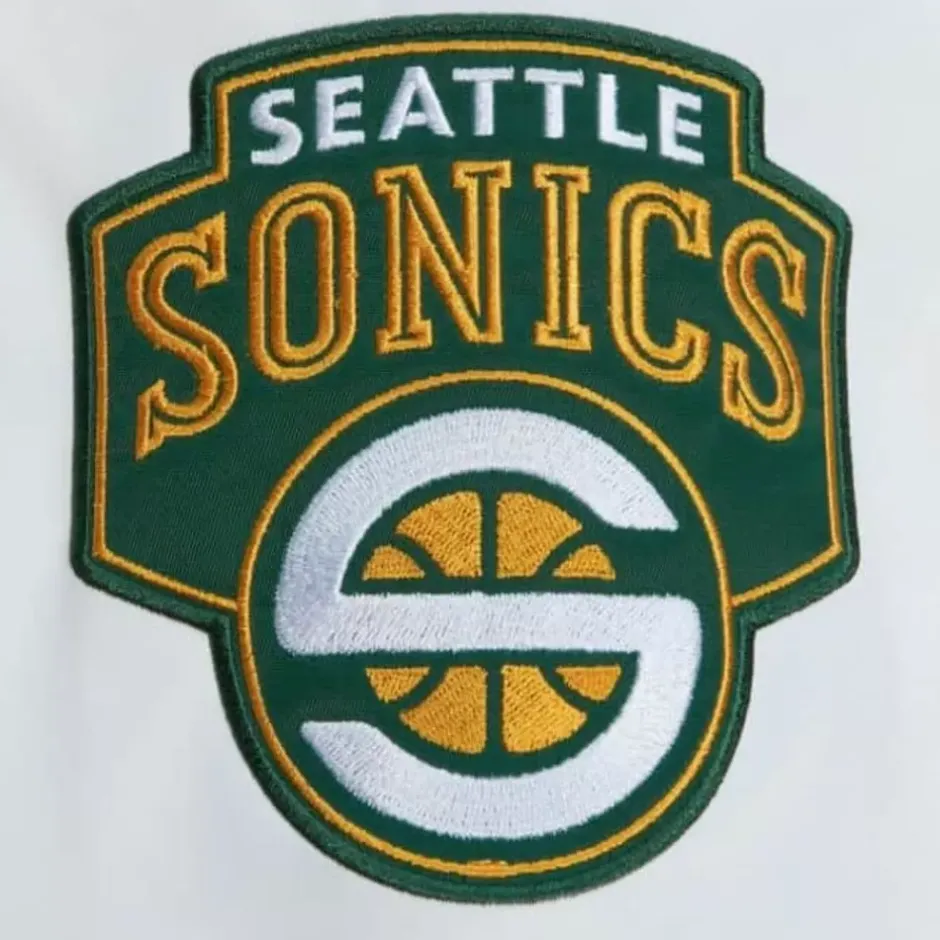 Men Mitchell & Ness Jackets & Outerwear-City Collection Lightweight Satin Jacket Seattle Supersonics