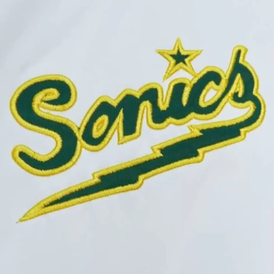 Men Mitchell & Ness Jackets & Outerwear-City Collection Lightweight Satin Jacket Seattle Supersonics