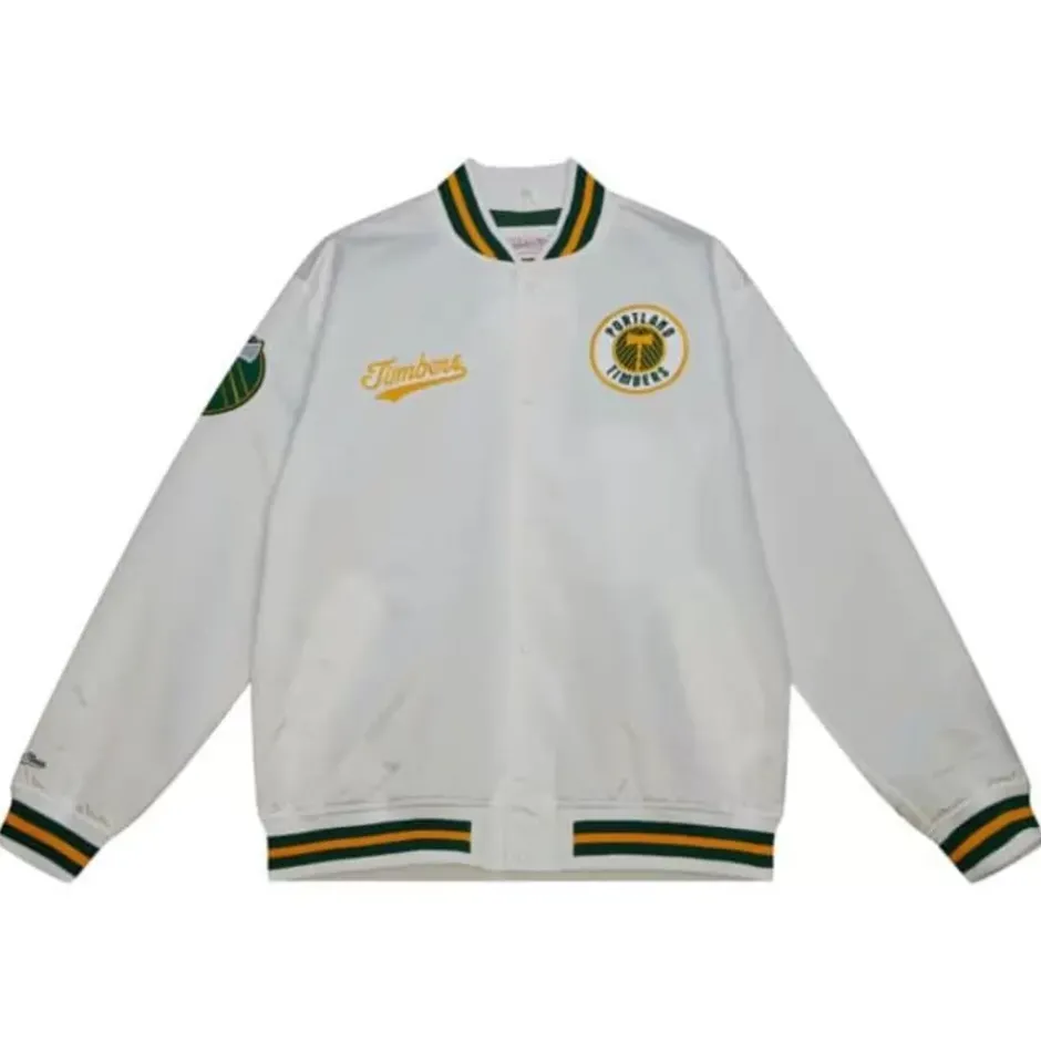 Men Mitchell & Ness Jackets & Outerwear-City Collection Lightweight Satin Jacket Portland Timbers