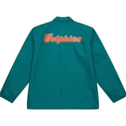 Men Mitchell & Ness Jackets & Outerwear-Coaches Winbreaker Jacket Miami Dolphins